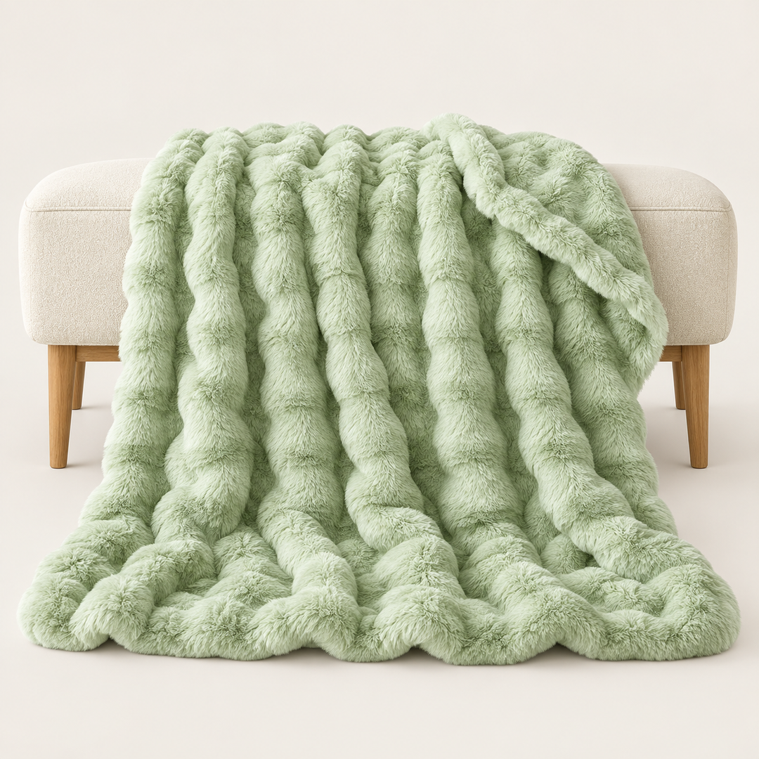 Faux Fur Throw Blanket | Fluffy Bubble Fleece Sofa Throw, 100 x 160 cm
