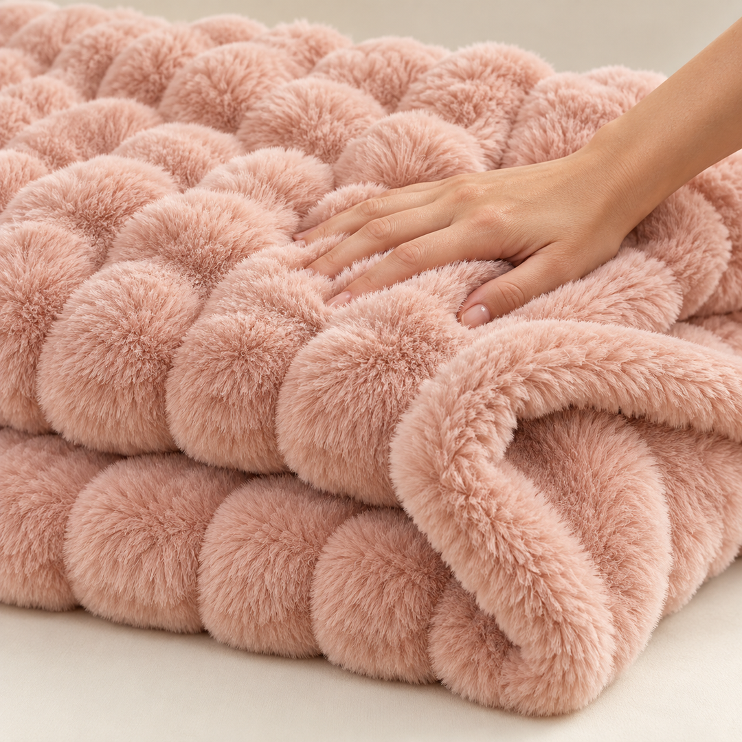 Faux Fur Throw Blanket | Fluffy Bubble Fleece Sofa Throw, 100 x 160 cm
