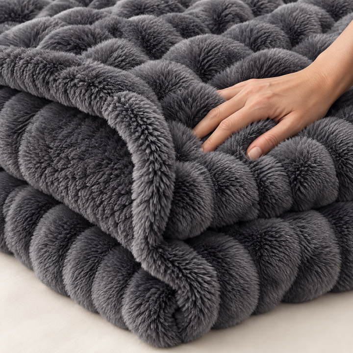 Faux Fur Throw Blanket | Fluffy Bubble Fleece Sofa Throw, 100 x 160 cm