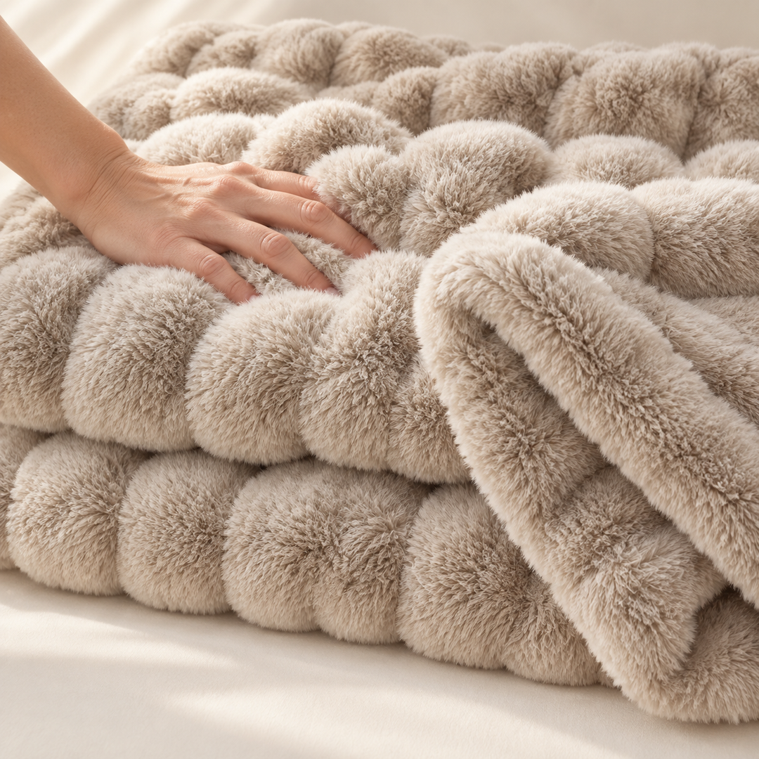 Faux Fur Throw Blanket | Fluffy Bubble Fleece Sofa Throw, 100 x 160 cm