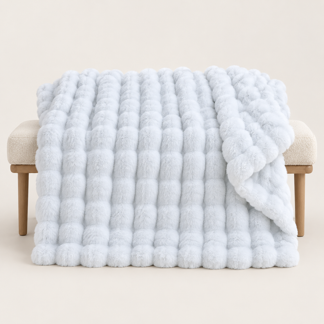 Faux Fur Throw Blanket | Fluffy Bubble Fleece Sofa Throw, 100 x 160 cm