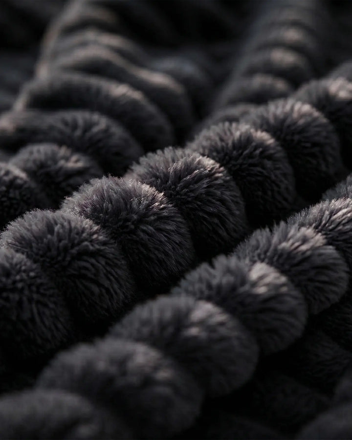 Ribbed Fleece Blanket | Plush Sofa Throw &amp; Bed Blanket, 4 Sizes