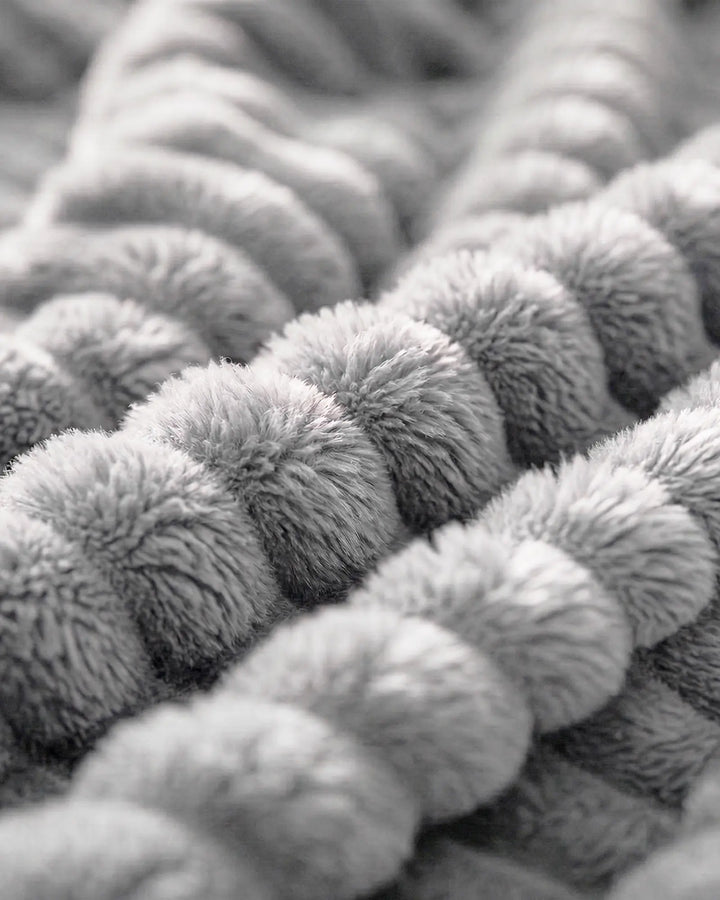 Ribbed Fleece Blanket | Plush Sofa Throw &amp; Bed Blanket, 4 Sizes