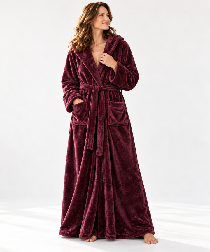 Matching Couples Dressing Gowns | Long Hooded Plush Fleece Robes, His &amp; Hers