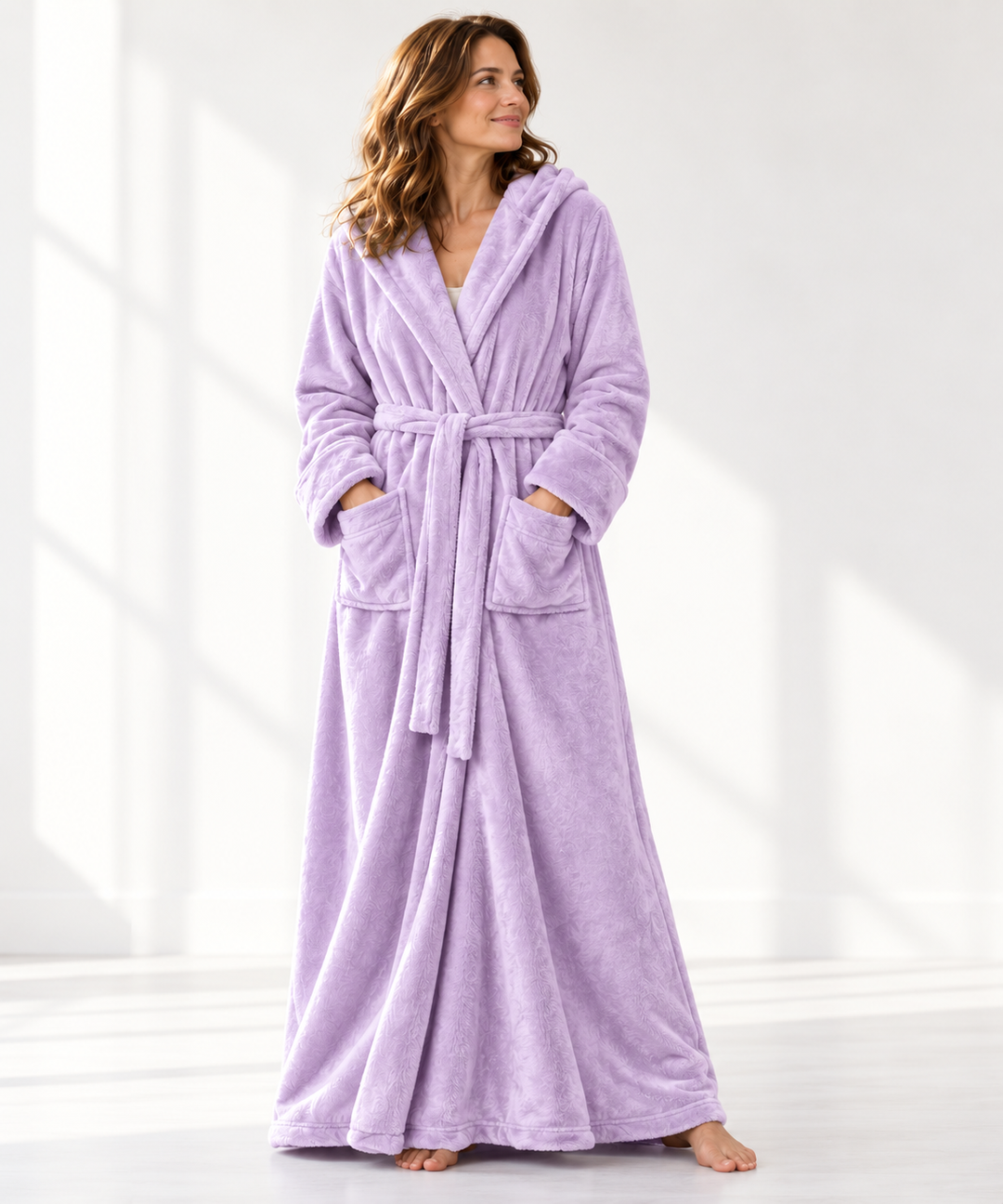 Matching Couples Dressing Gowns | Long Hooded Plush Fleece Robes, His &amp; Hers