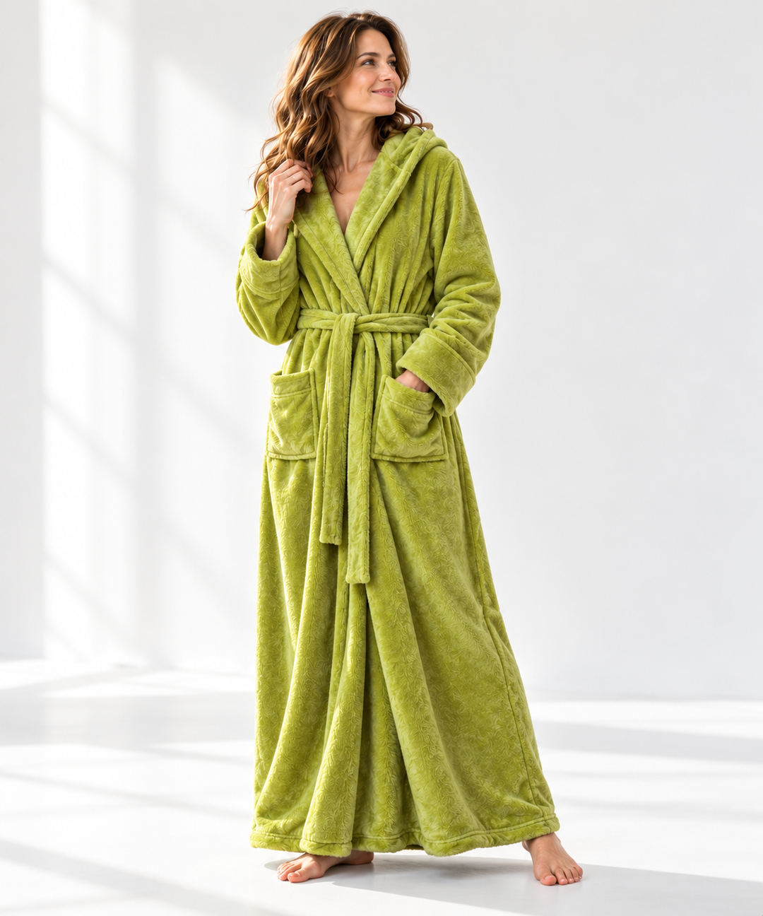 Matching Couples Dressing Gowns | Long Hooded Plush Fleece Robes, His &amp; Hers
