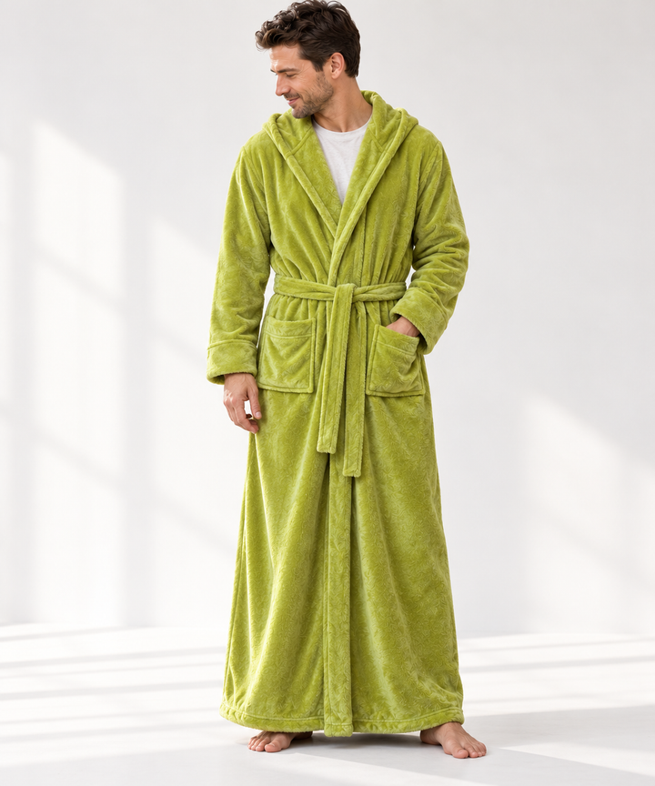 Matching Couples Dressing Gowns | Long Hooded Plush Fleece Robes, His &amp; Hers
