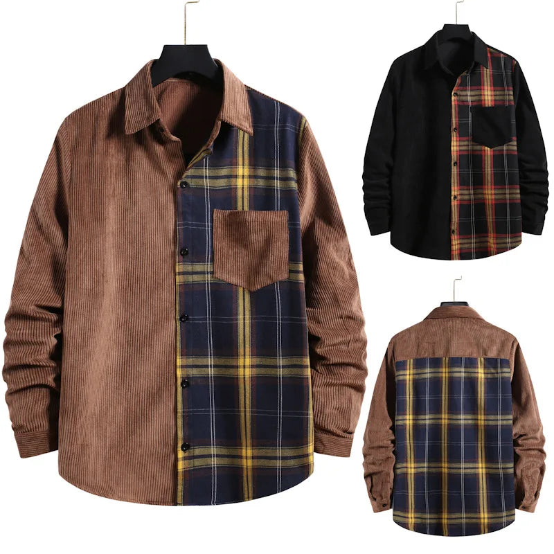 Men's Corduroy Patchwork Shirt – Vivy London