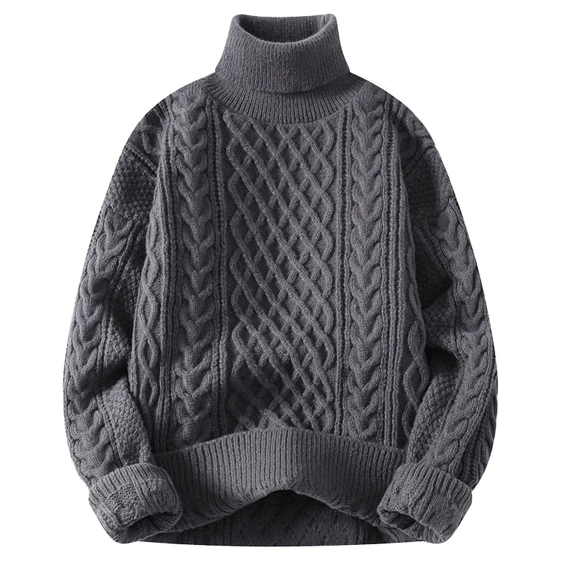 Men's Cotton Cable Knit Roll Neck Jumper – Vivy London