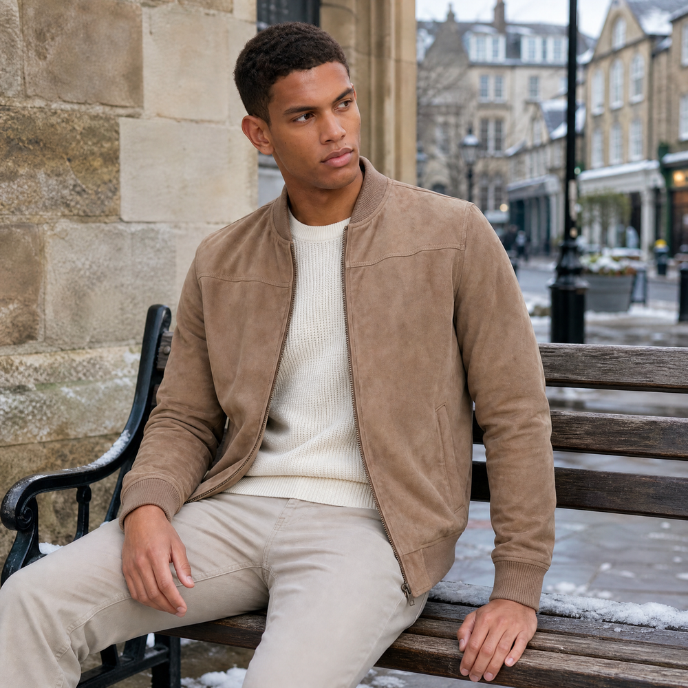 Men's Suede Look Bomber Jacket – Vivy London