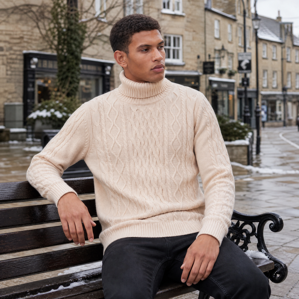 Men's Cable Knit Roll Neck Jumper – Vivy London