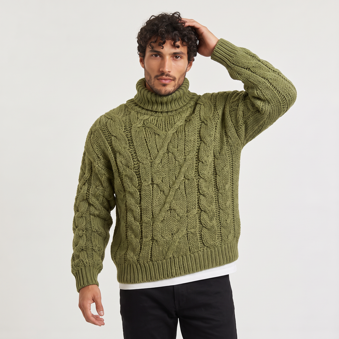Men's Chunky Cable Knit Roll Neck Jumper – Vivy London