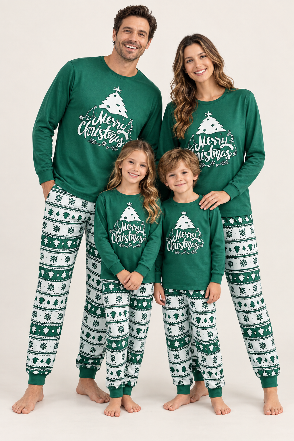 Family Christmas Pyjamas | Matching Green &amp; Red Sets, Adults &amp; Kids to 4XL