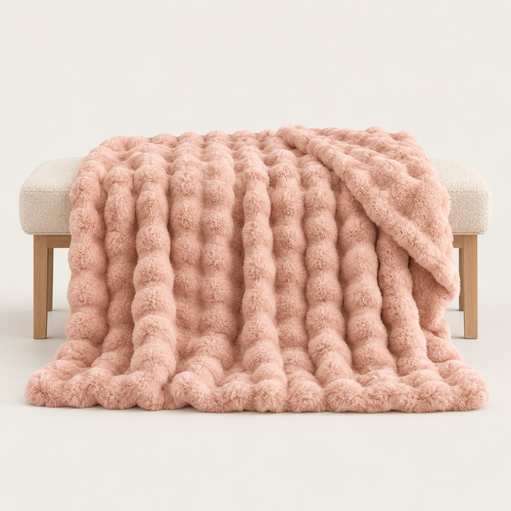 Faux Fur Throw Blanket | Fluffy Bubble Fleece Sofa Throw, 100 x 160 cm