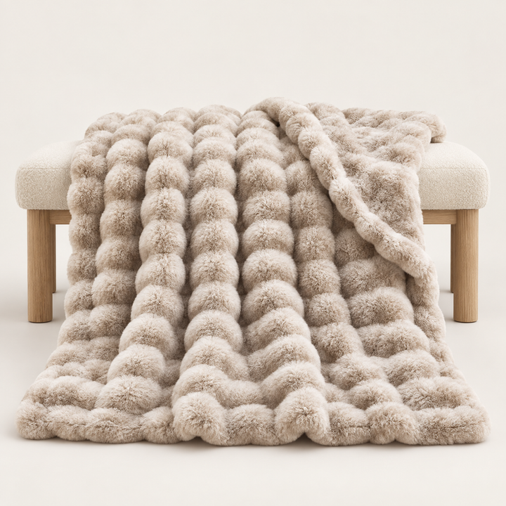 Faux Fur Throw Blanket | Fluffy Bubble Fleece Sofa Throw, 100 x 160 cm