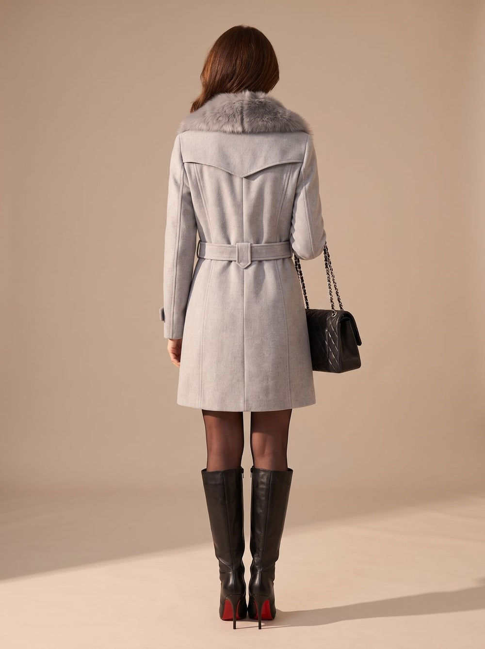 Women's Double Breasted Coat with Faux Fur Collar – Vivy London