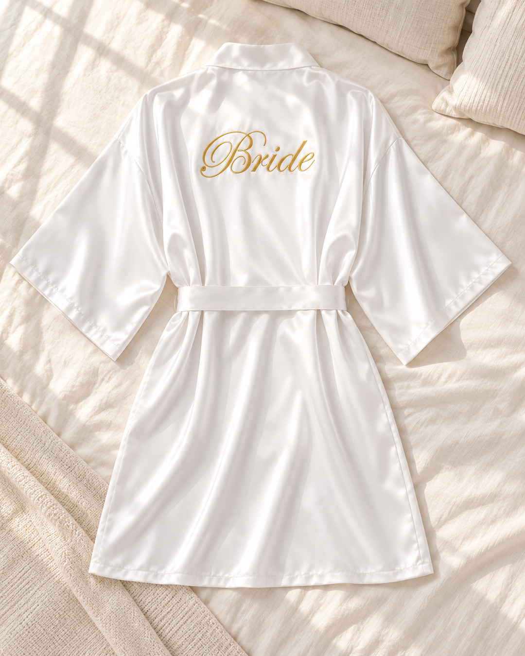 Bride &amp; Bridesmaid Robes | Embroidered Satin Dressing Gown for Wedding Morning &amp; Hen Party