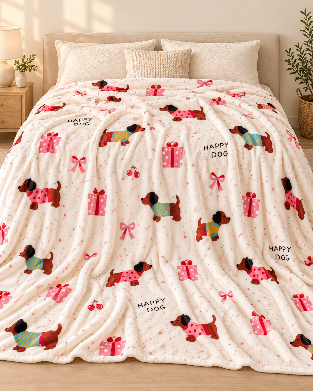 Christmas Fleece Blanket | Gift-Wrapped Festive Throw, 3 Sizes