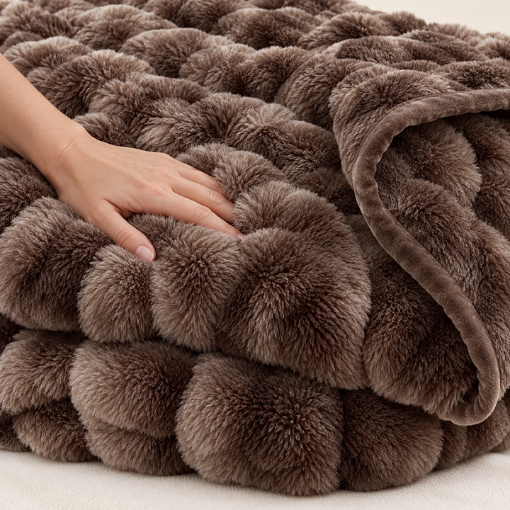 Faux Fur Throw Blanket | Fluffy Bubble Fleece Sofa Throw, 100 x 160 cm
