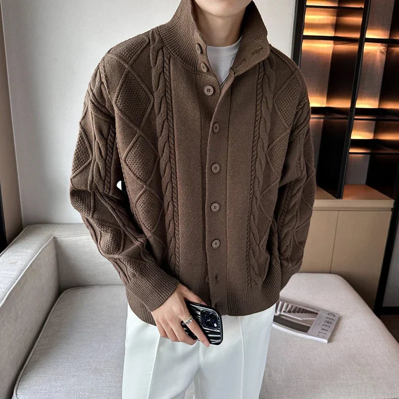 Men's Cable Knit Cardigan – Vivy London