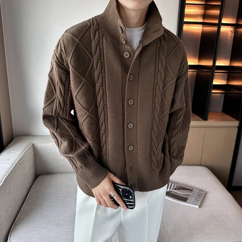 Men's Cable Knit Cardigan – Vivy London