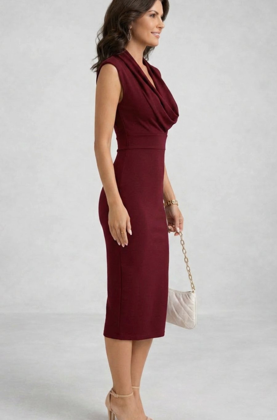 Women's Cowl Neck Midi Dress – Vivy London